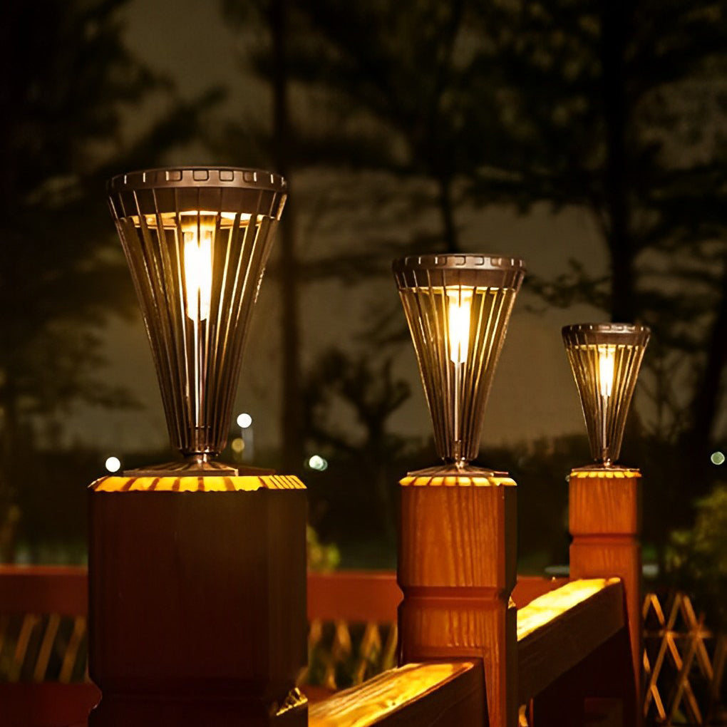 Solar Pathway Lights Outdoor Black LED Tapered Modern Garden Lawn Backyard Stake Lamp