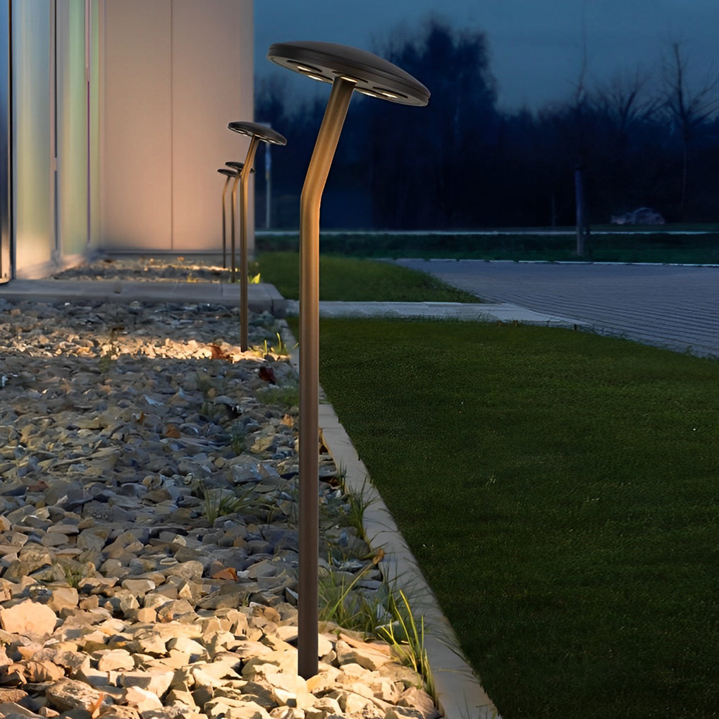 Outdoor LED Mushroom Pathway Light Brown Aluminum Industrial Garden Lawn Warm White Lamp
