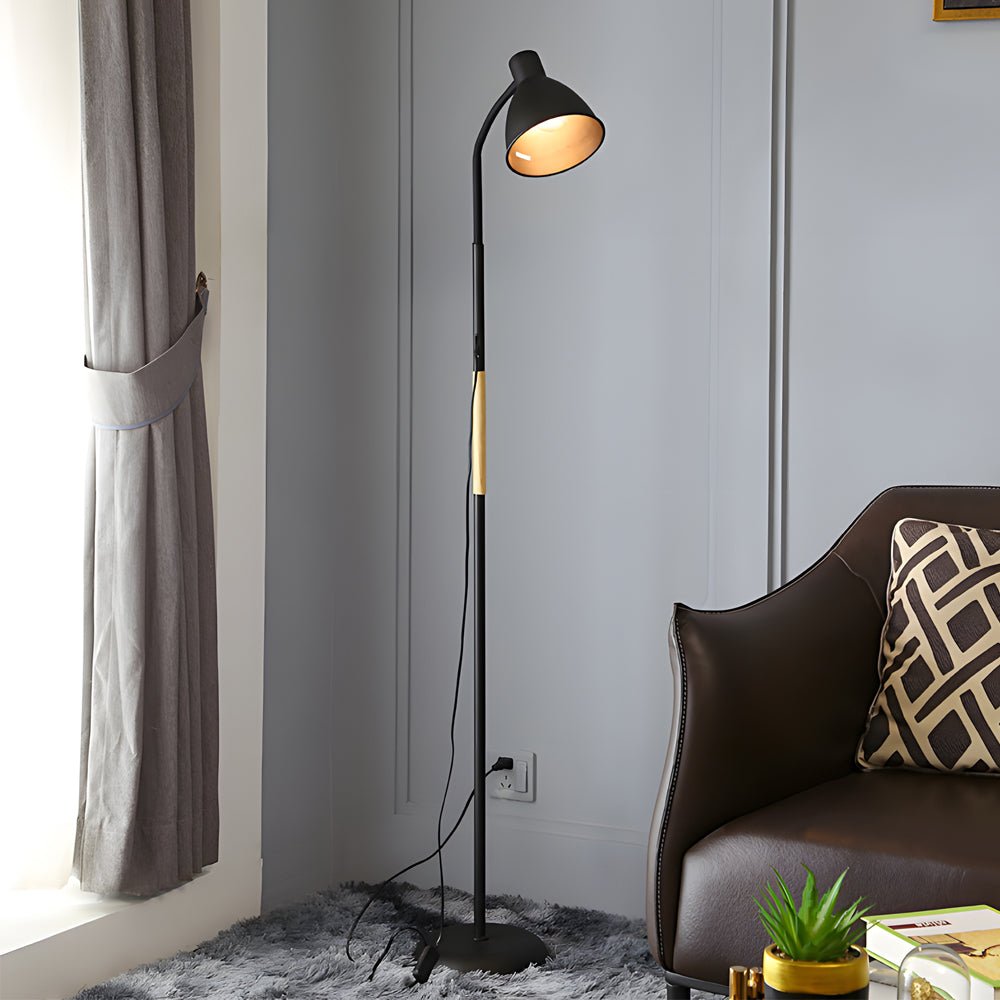 Arc Floor Lamp Dimmable Wood and Metal Modern LED Task Reading Living Room Bedroom