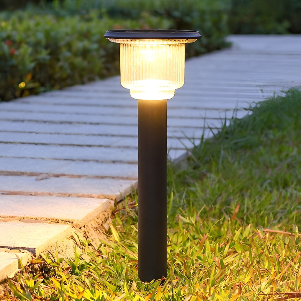 Solar Pathway Lights Outdoor Matte Black Aluminum Glass Dimmable Remote Control Garden Lawn