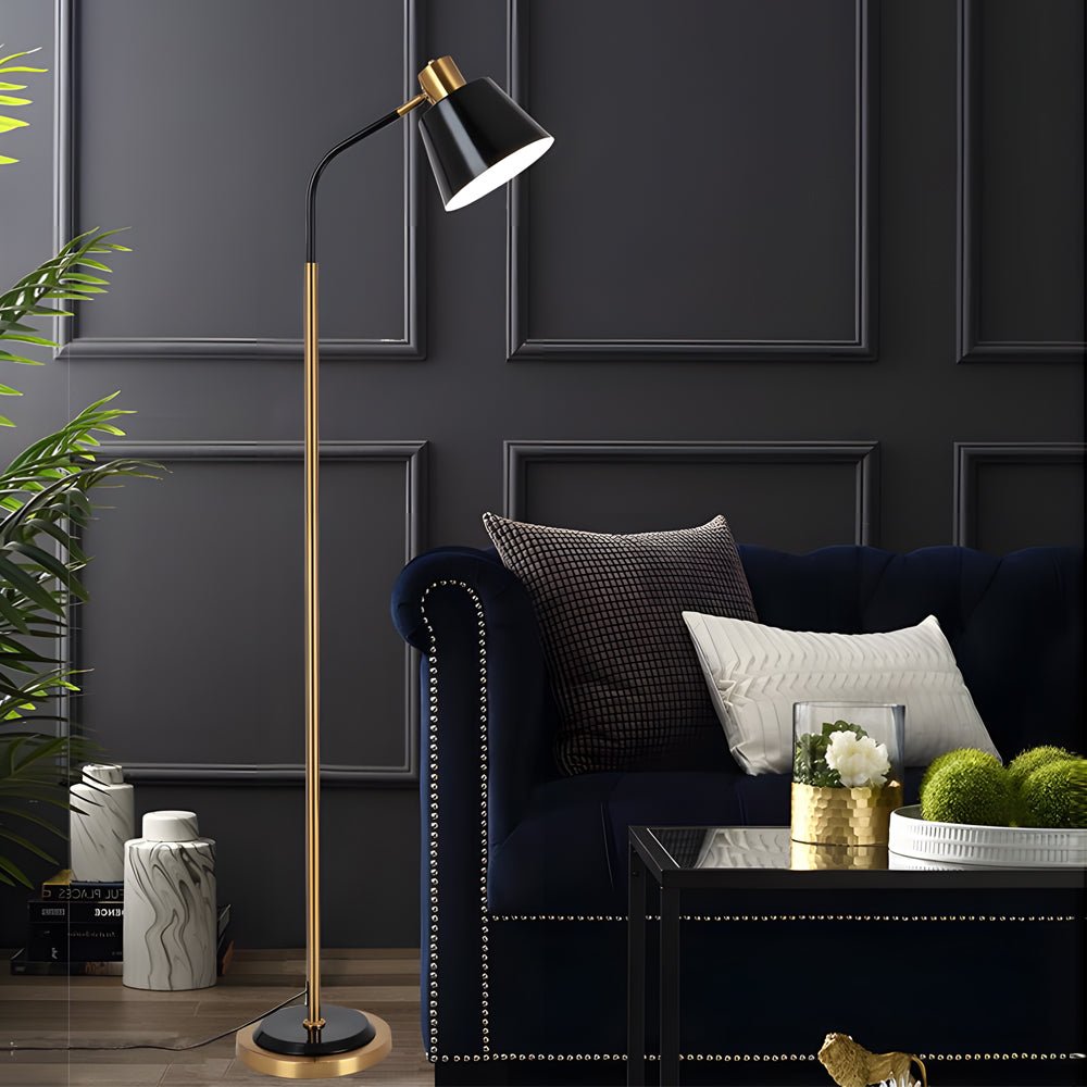 Floor Lamp Black and Gold Dimmable LED Adjustable Cone Shade Metal Reading Living Room