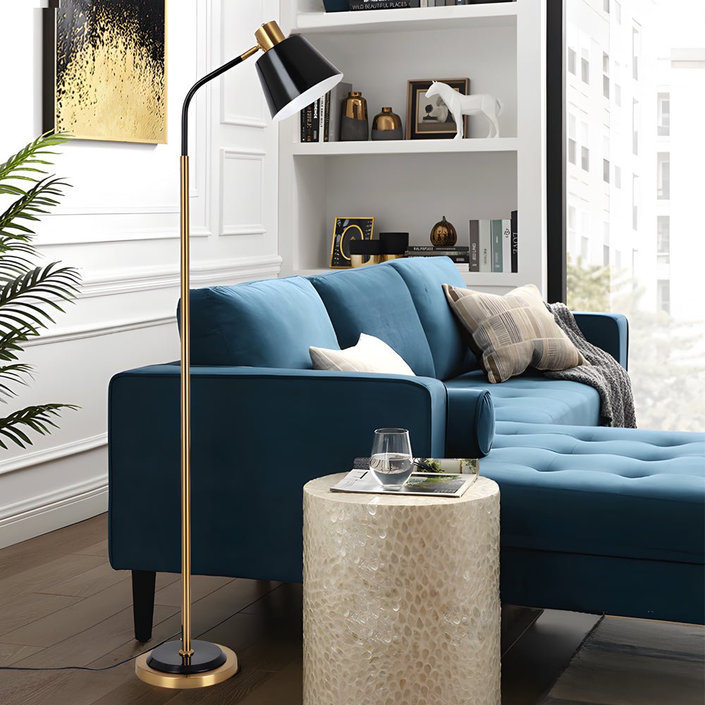 Floor Lamp Black and Gold Dimmable LED Adjustable Cone Shade Metal Reading Living Room