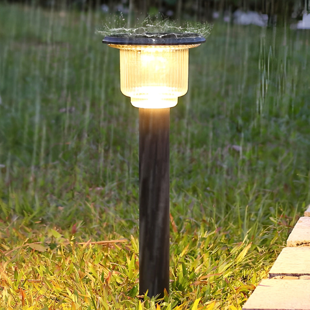 Solar Pathway Lights Outdoor Matte Black Aluminum Glass Dimmable Remote Control Garden Lawn