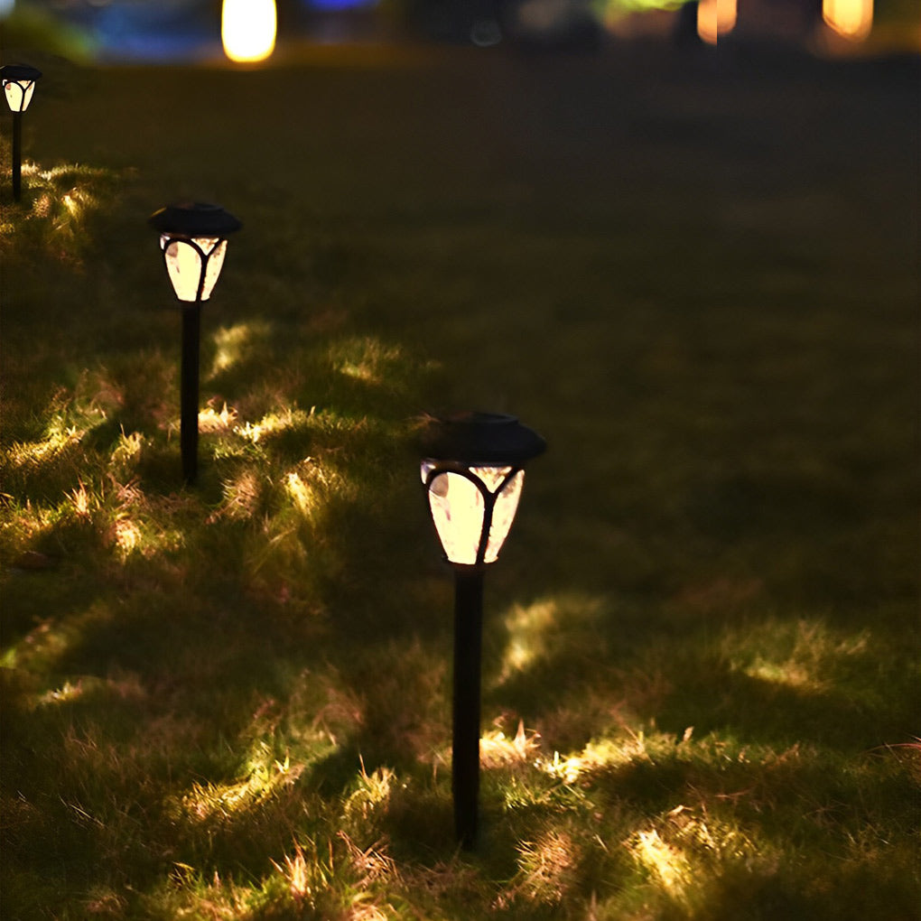 2-PCS Cheap Solar Lawn Lights Modern Black Smart LED Lights