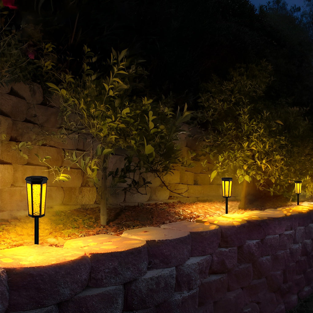 Solar Garden Stake Lights RGB Color Changing LED Hexagon Outdoor Lawn Landscape Lamp