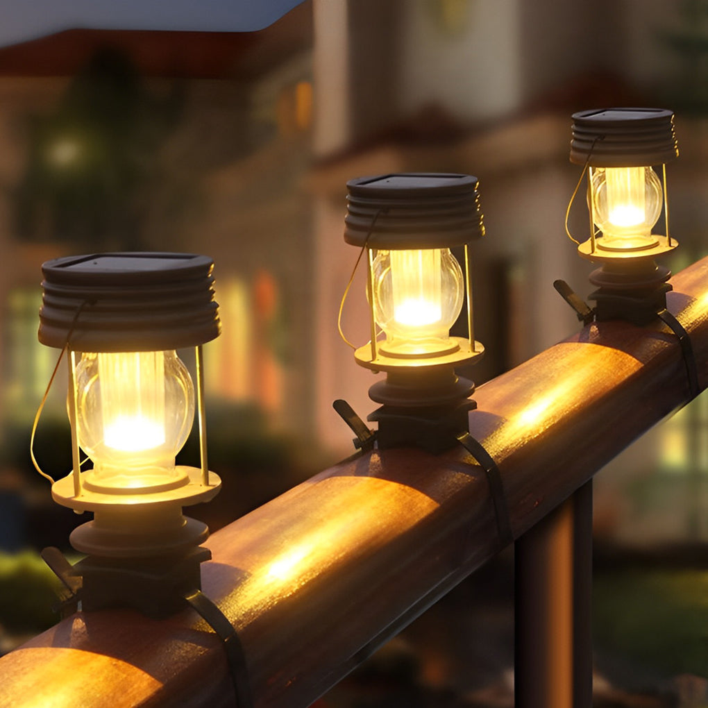 Solar Lantern Outdoor Lights Retro LED Warm White Garden Patio Porch Fence Hanging Lamp
