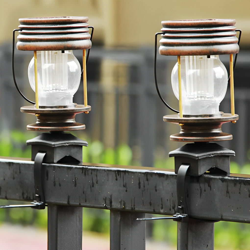 Solar Lantern Outdoor Lights Retro LED Warm White Garden Patio Porch Fence Hanging Lamp