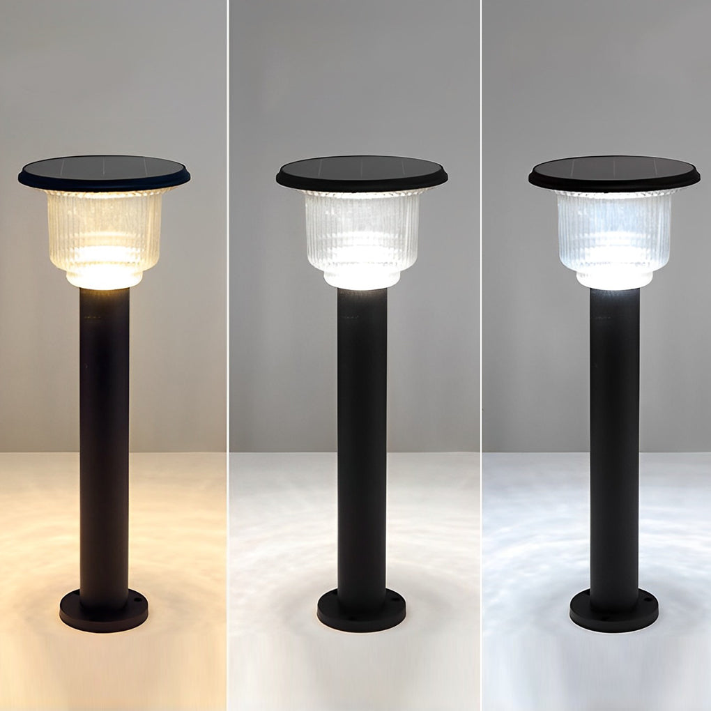 Solar Pathway Lights Outdoor Matte Black Aluminum Glass Dimmable Remote Control Garden Lawn