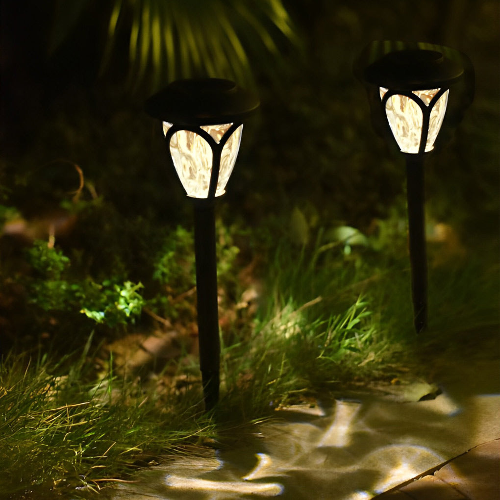 2-PCS Cheap Solar Lawn Lights Modern Black Smart LED Lights