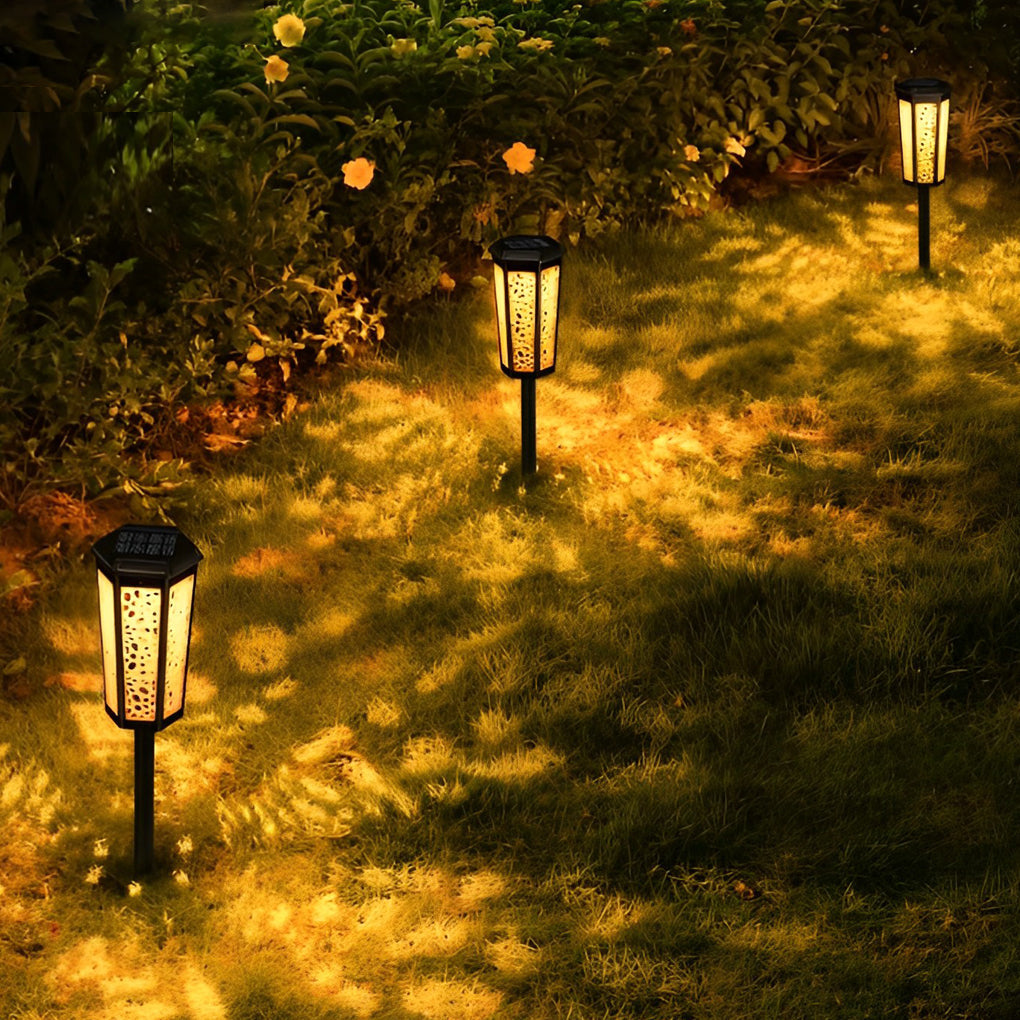 Solar Garden Stake Lights RGB Color Changing LED Hexagon Outdoor Lawn Landscape Lamp