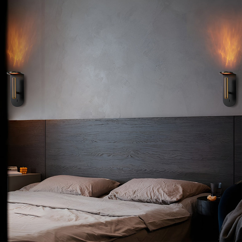 Modern LED Flame Effect Wall Sconce Adjustable Indoor Light