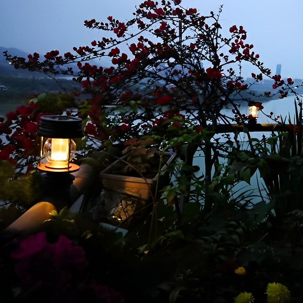 Solar Lantern Outdoor Lights Retro LED Warm White Garden Patio Porch Fence Hanging Lamp