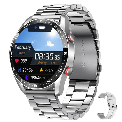 Waterproof Men's Bluetooth Smartwatch with ECG, PPG, Heart Rate & Oxygen Monitor