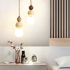 Cream Pendant Lamp – LED Chandelier for Bedroom and Restaurant – Stylish Wood and Stone Design