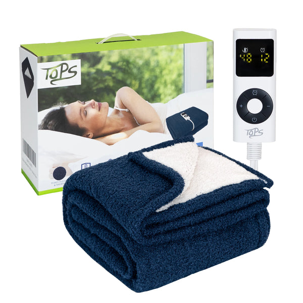 Electric Heated Blanket with Adjustable Temperature & Auto-Off Timer - Soft Sherpa for Year-Round Comfort 0