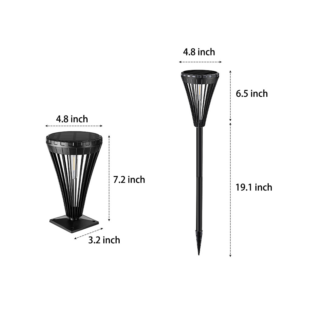Solar Pathway Lights Outdoor Black LED Tapered Modern Garden Lawn Backyard Stake Lamp