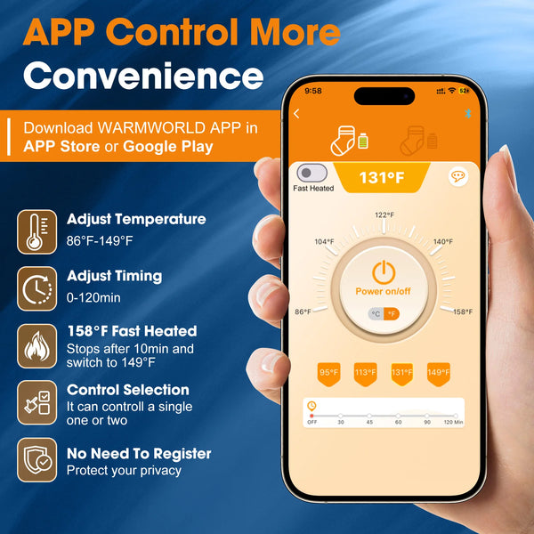 Heated Socks with APP Control - 5000mAh Washable Electric Socks for Winter Comfort 2