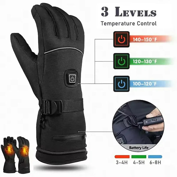 Heated Winter Gloves for Men and Women with 3 Heating Levels - Water-Resistant Thermal Gloves for Outdoor Activities 3