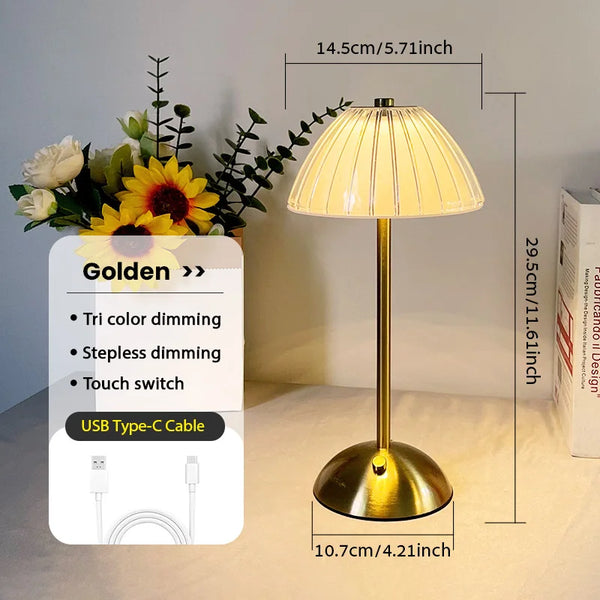 LED Table Lamp with Touch Sensor & Dimmable Colors - Retro Design for Versatile Lighting 8