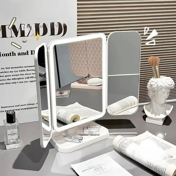 Makeup Mirror with LED Lights & Touch Control - 360° Rotation for Perfect Reflection 1