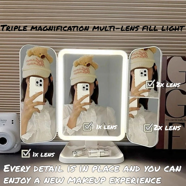Makeup Mirror with LED Lights & Touch Control - 360° Rotation for Perfect Reflection 2