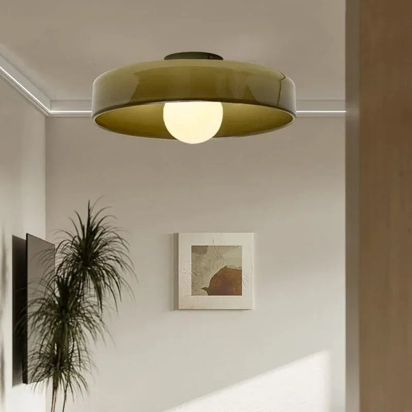 Nordic LED Flush Mount Ceiling Light Fixture – Retro Glass Design for Bedroom and Living Room
