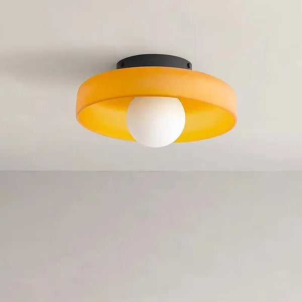 Nordic LED Flush Mount Ceiling Light Fixture – Retro Glass Design for Bedroom and Living Room