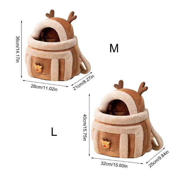 Portable Pet Carrier Bag with Cozy Furry Lining - Windproof Design for Comfort 4