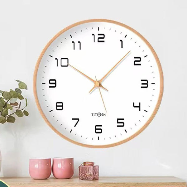 Silent Nordic Wooden Wall Clock – Japanese Minimalist Hanging Decor