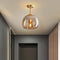 Modern Nordic Ceiling Lamp with Cognac Glass Shade – LED Ceiling Lights for Dining Room and Living Spaces