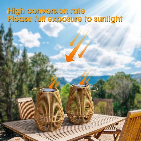 Outdoor Solar Woven Lantern Lights – Handcrafted Waterproof Garden & Courtyard Lamps with Long Battery Life