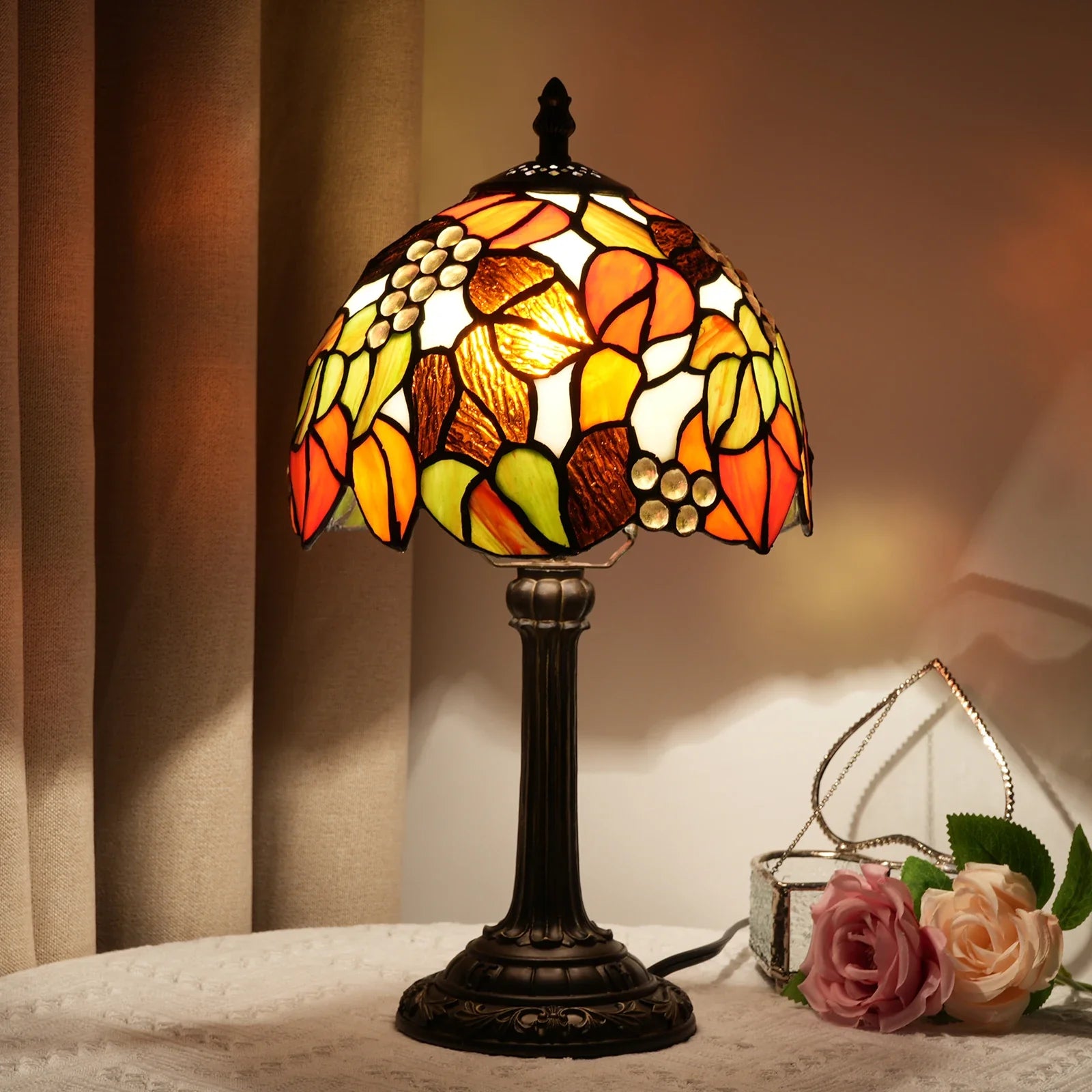 Selma Vintage Stained Glass Table Lamp