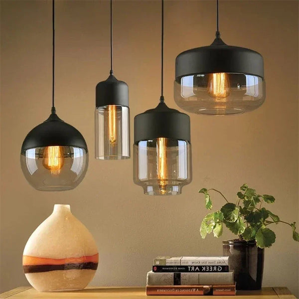 Nordic Wood Glass Pendant Light – Modern Hanging Lamp