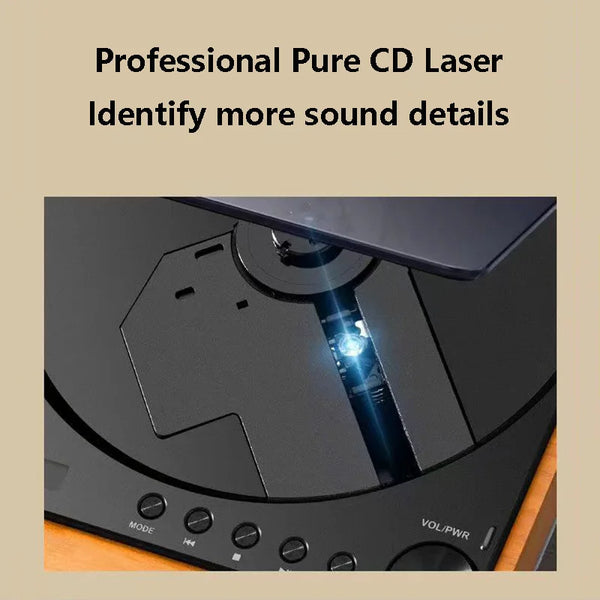 Wooden HiFi CD Player with Bluetooth 5.1 and Optical Output