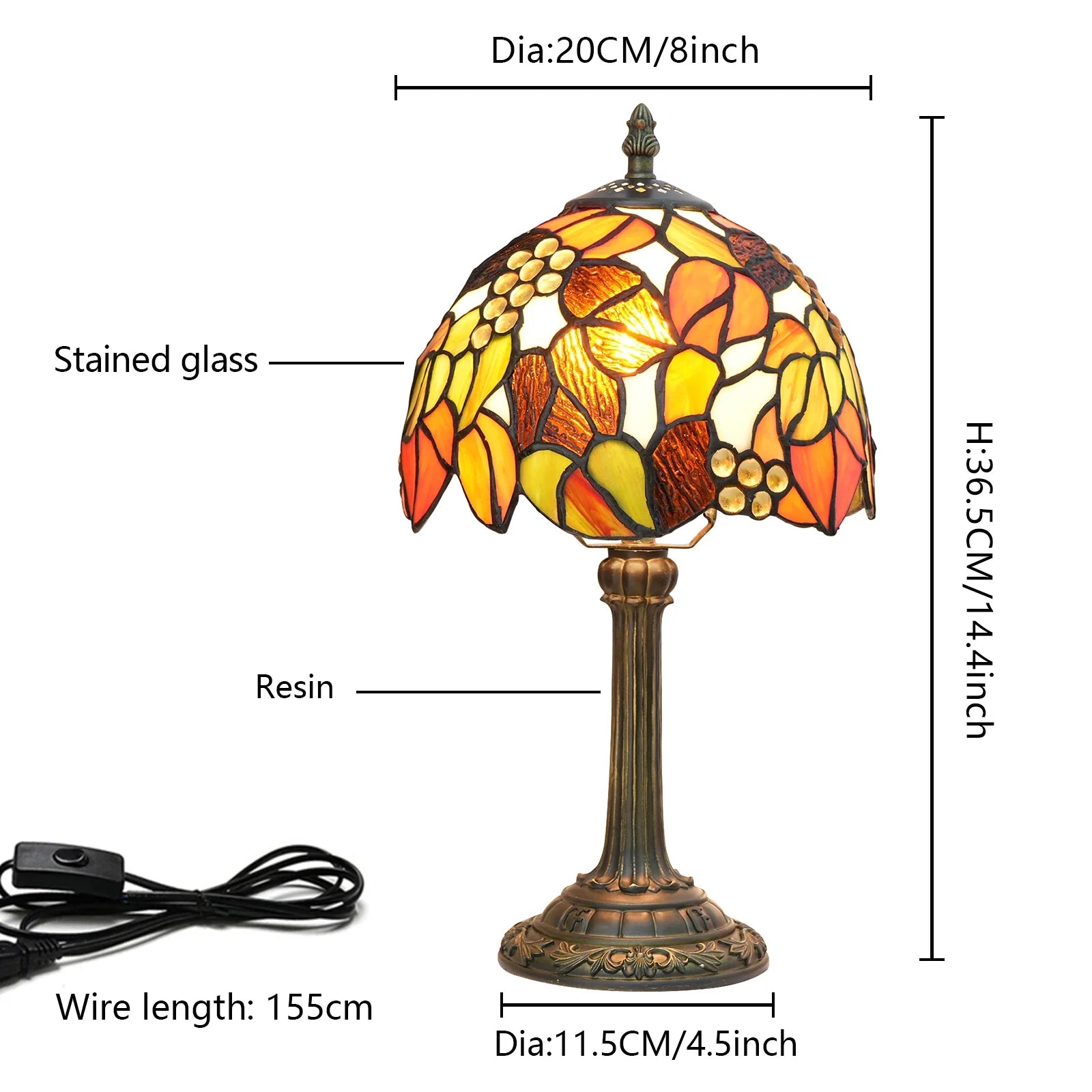 Selma Vintage Stained Glass Table Lamp