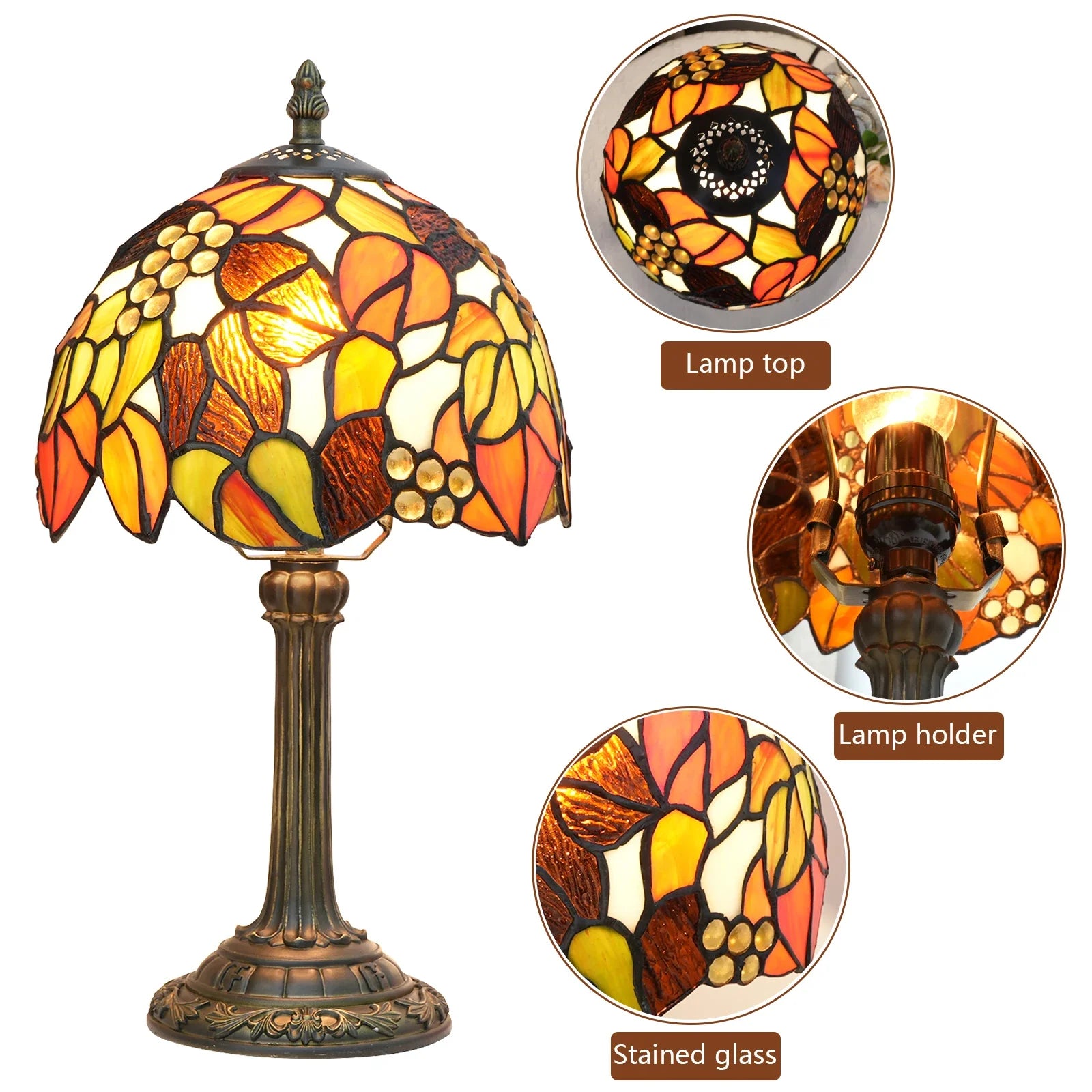 Selma Vintage Stained Glass Table Lamp
