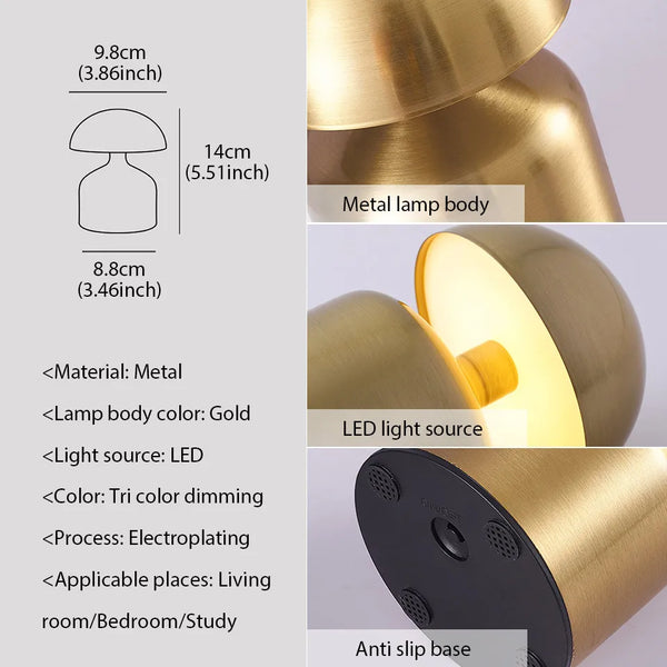 Rechargeable LED Touch Table Lamp – USB Dimmable Night Light with 3 Color Modes for Bedroom, Bedside & Reading