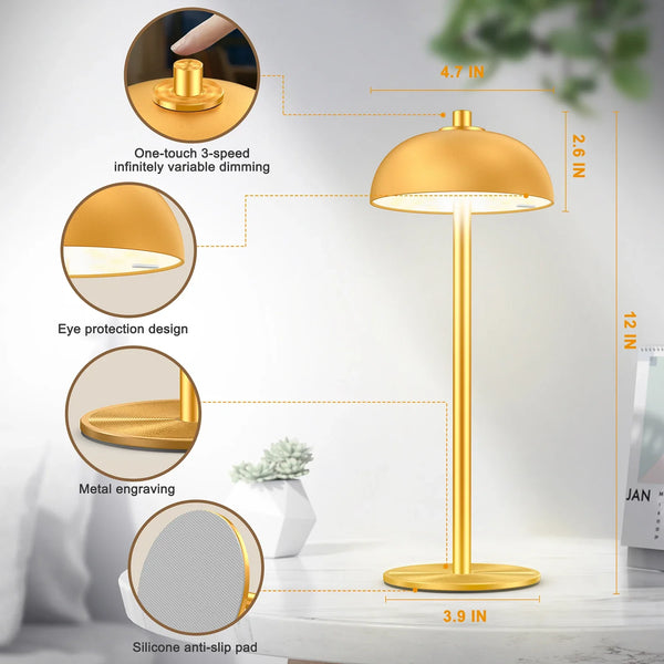 Rechargeable Wireless LED Touch Lamp – Modern Mushroom Design