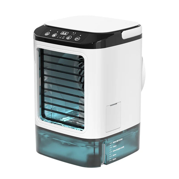 Portable Desktop Air Cooler with Dual Spray Humidifier 3-Speed Quiet Fan and Night Light