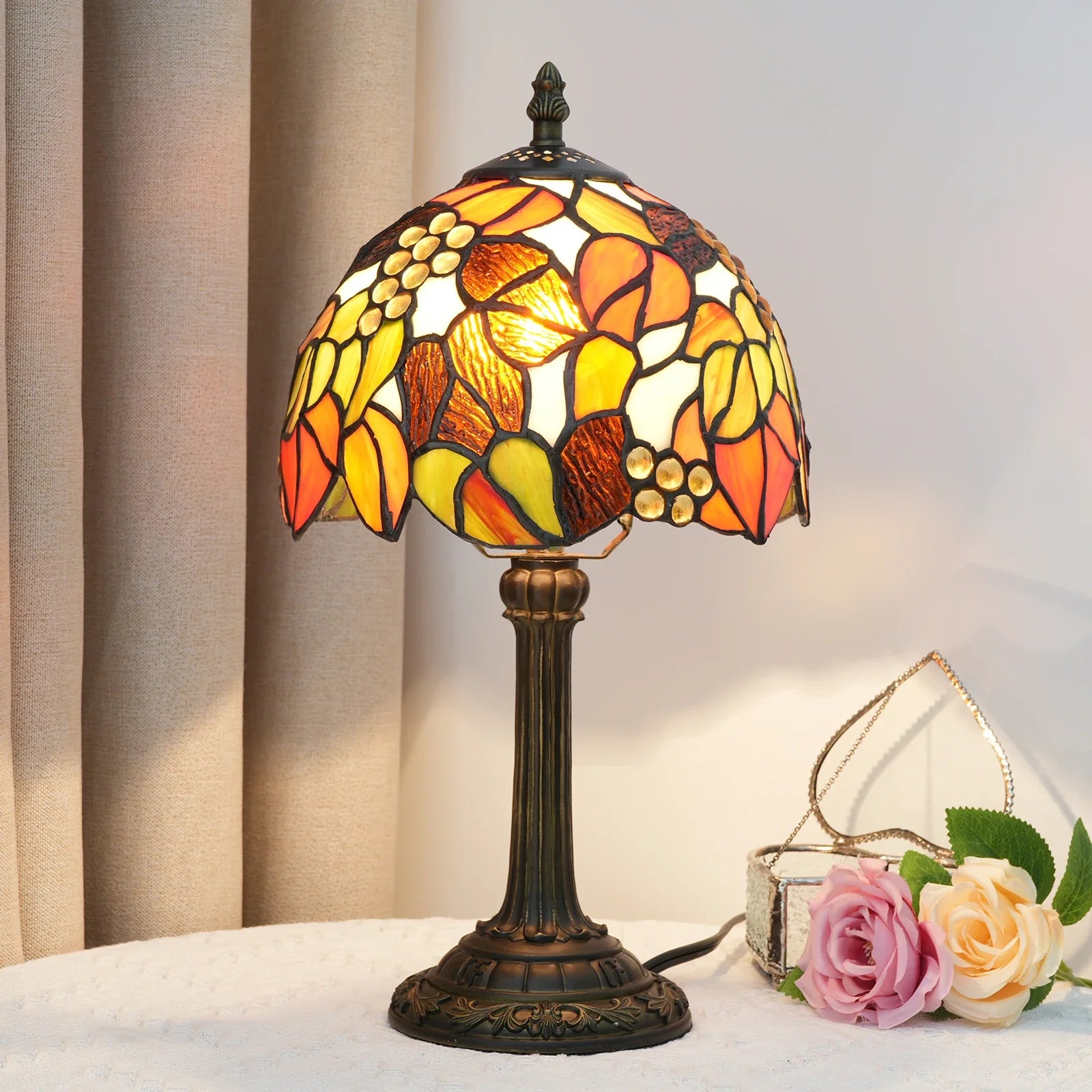 Selma Vintage Stained Glass Table Lamp