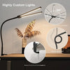 Double Head Dimmable LED Desk Lamp with Clamp for Home Office