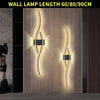 Modern LED Wall Lamp with Remote Control – Double Curve Design in Black and Gold for Stylish Indoor Wall Lighting-5