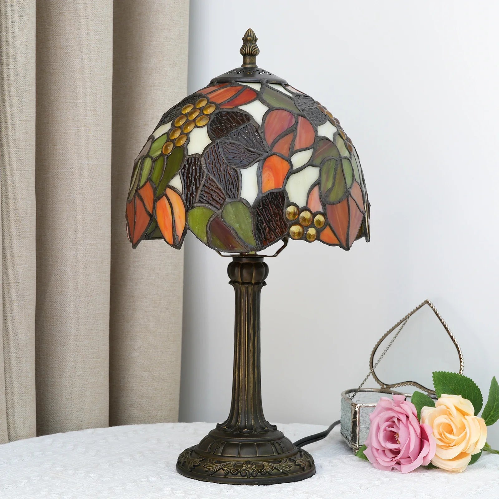Selma Vintage Stained Glass Table Lamp