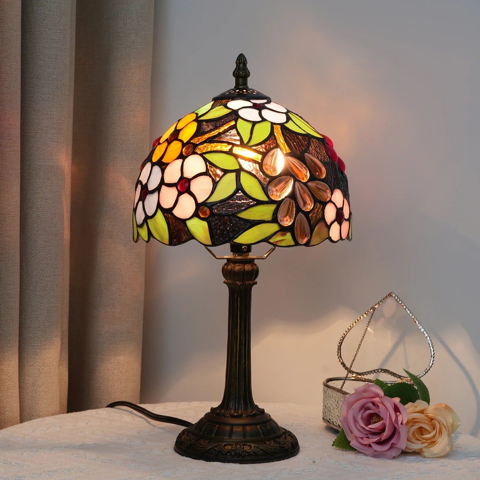 Selma Vintage Stained Glass Table Lamp