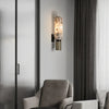 Modern Natural Marble Wall Lamp with Copper Accents – Elegant Wall Sconce Lighting for Bedroom and Corridor