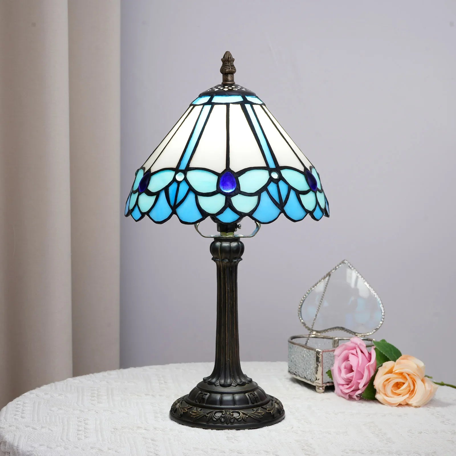 Selma Vintage Stained Glass Table Lamp
