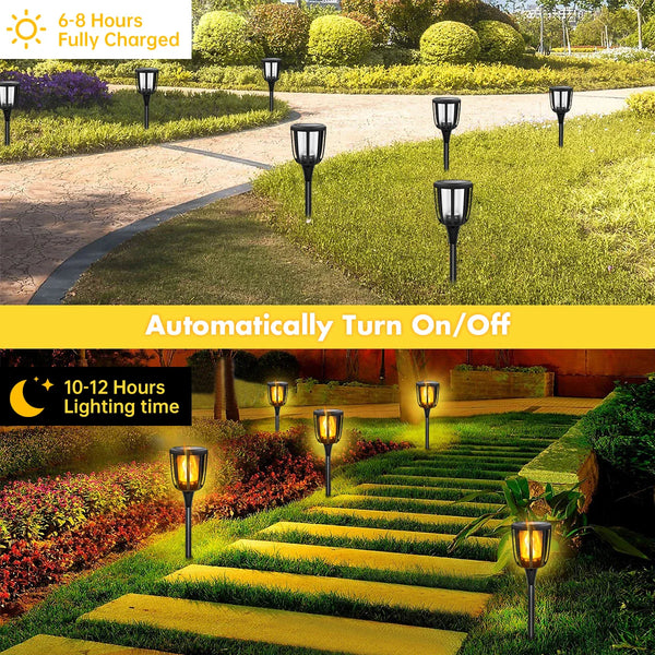 Upgraded Solar Garden Lights with Dancing Flames – Waterproof Outdoor Garden Lamps for Pathways, Patio & Landscape Decoration