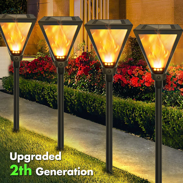 Upgraded Solar Garden Lights with Dancing Flames – Waterproof Outdoor Garden Lamps for Pathways, Patio & Landscape Decoration