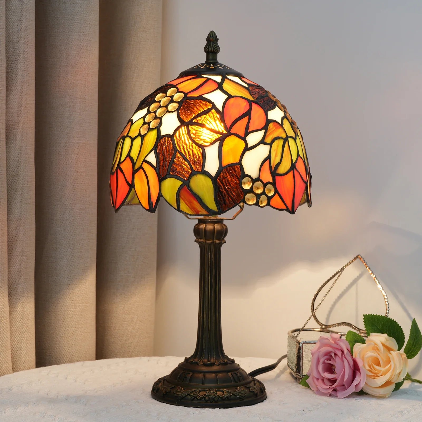 Selma Vintage Stained Glass Table Lamp