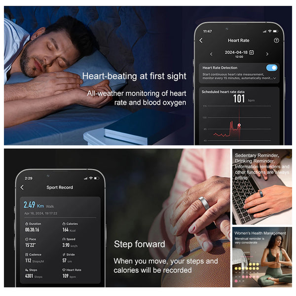 Smart Health Monitoring Ring with Multi-Sport Mode - Waterproof Design for Fitness Tracking 1